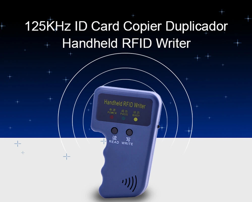 125khz rfid handheld escritor duplicador cópia em4305 t5577 leitura regravável em4100/tk4100 id keyfobs tag cartão transporte rápido
