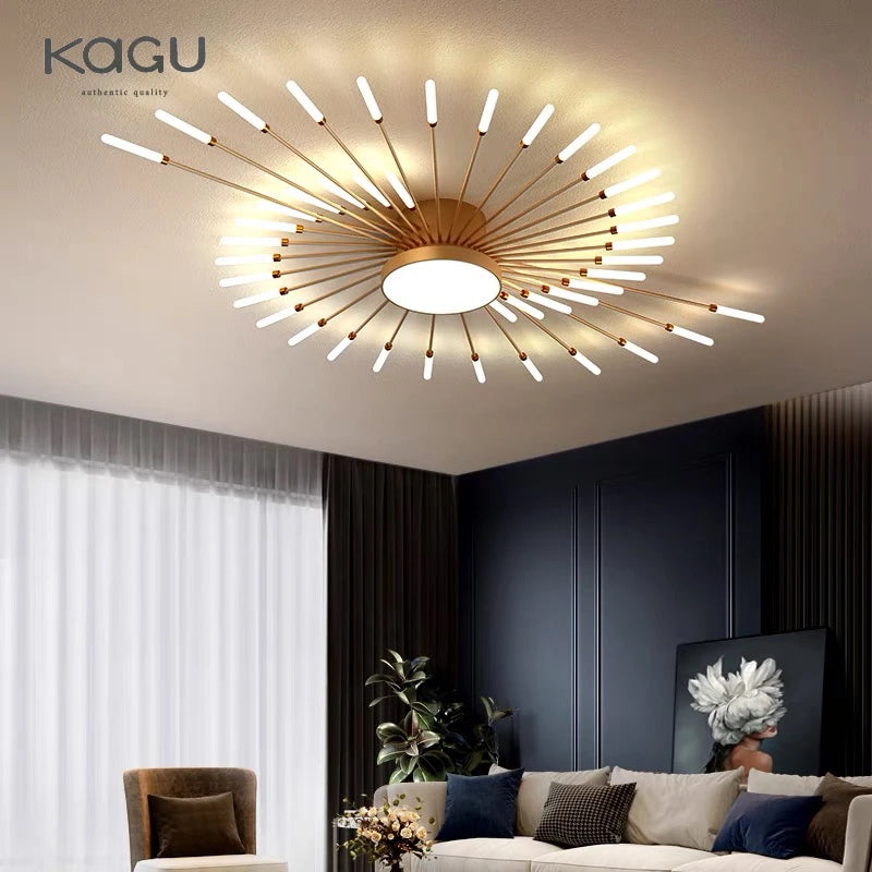 Kagu luzes de teto modernas led lustre iluminação interna para quarto hall sala de estar quarto infantil lâmpadas acrílicas quadro de fixação 175-260v
