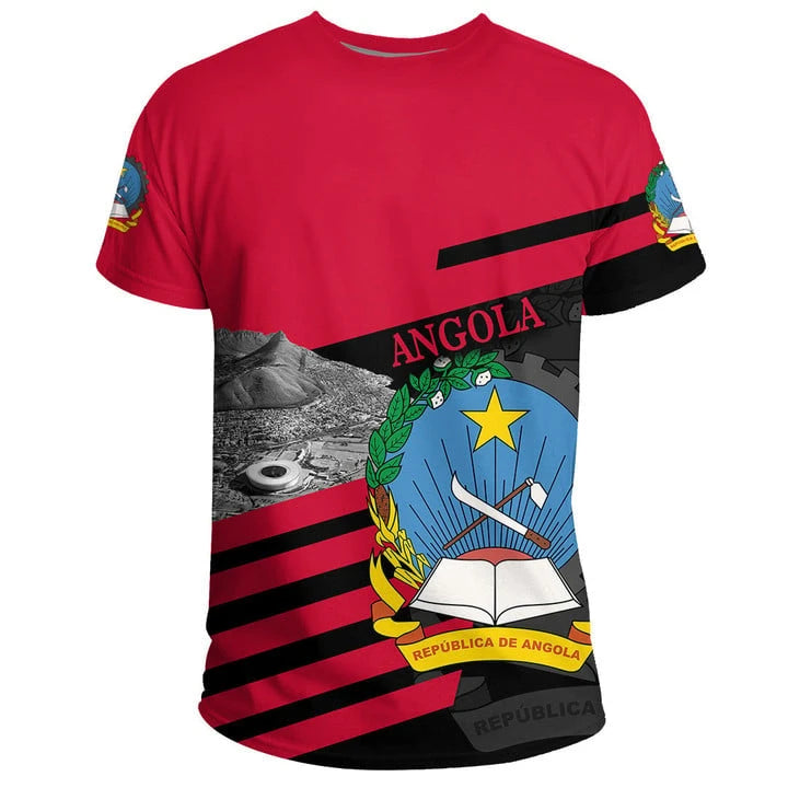 Angola bandeira mapa impressão 3d t camisa para roupas masculinas emblema nacional esporte camisa dashiki festival presente feminino tshirt crianças streetwear