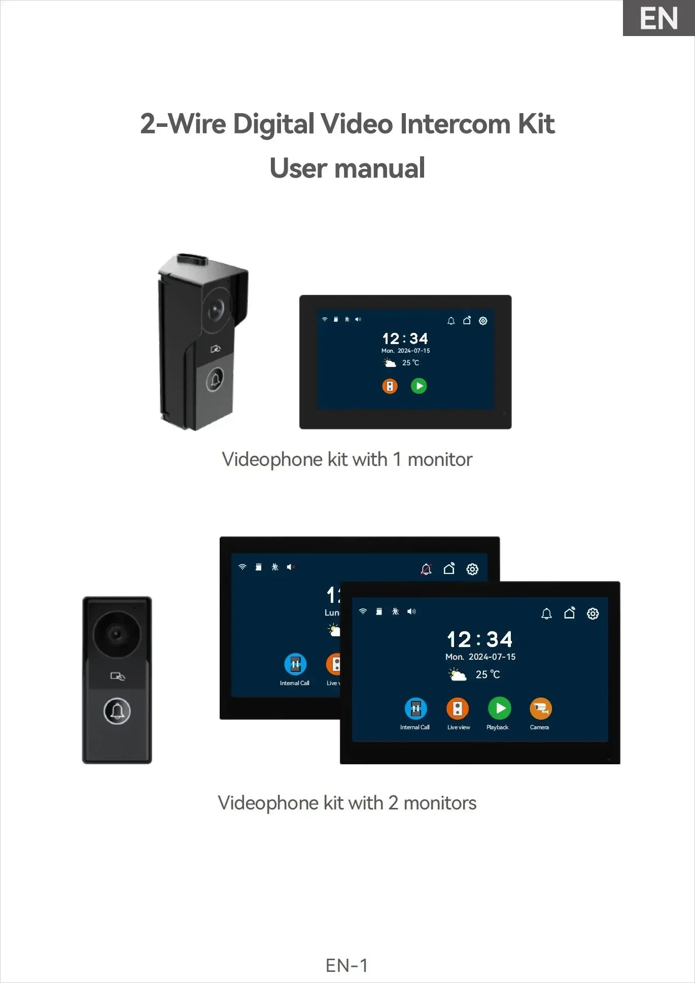 Tuya inteligente 1080p 2 fios visiophone campainha sistema de vídeo porteiro para casa metal porta telefone suporte câmera ip proteção segurança