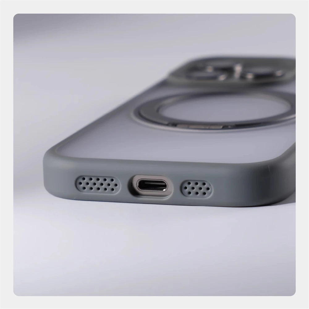 360 °   Rotação de metal anel titular magnético pára-choques caso para iphone 16 pro max 15 14 13 para magsafe carga sem fio capa à prova de choque