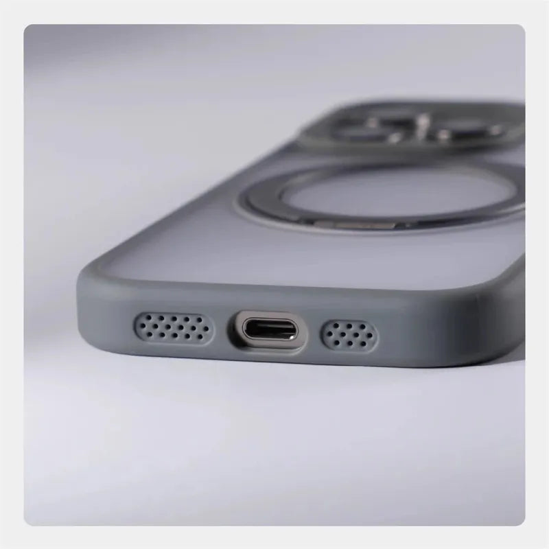 360° Rotation Metal Ring Holder Magnetic Bumper Case for iPhone 16 Pro Max 15 14 13 For Magsafe Wireless Charge Shockproof Cover