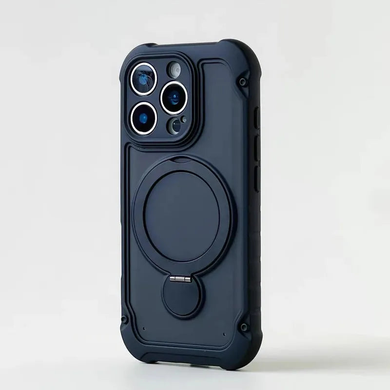 for Magsafe 360° Rotation Metal Stand Phone Case for iPhone 17 12 13 16 Pro Max 17 Pro 14 15 Plus Airbag Shockproof  Matte Cover