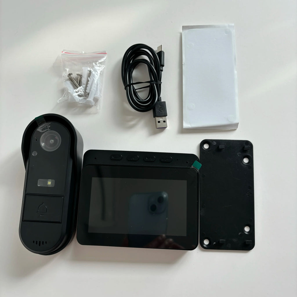 Campainha sem fio wi-fi, câmera 1080p, vídeo porteiro, à prova d'água, tela ips de 4,3 polegadas, segurança doméstica, campainha da porta, visão noturna ir