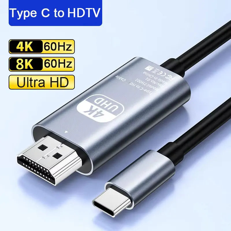 4k 60hz 30hz usb c para hdmi cabo tipo c adaptador hdtv conversor cabo para iphone 15 macbook ar ipad samsung portátil