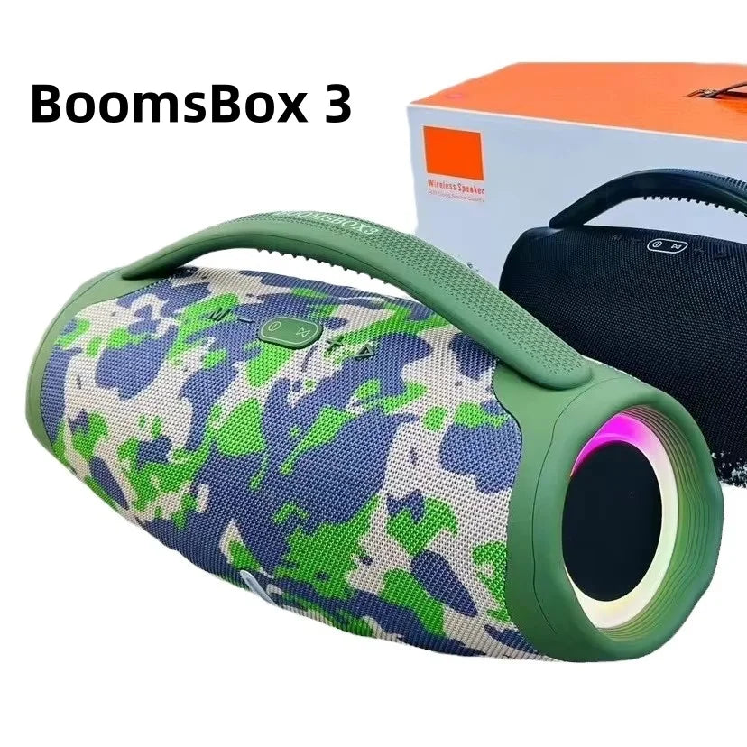 Boombox 3 sem fio bluetooth alto-falante portátil festa ao ar livre caixa de música subwoofer rgb estéreo tws casa alto-falante suporte tf/aux/usb