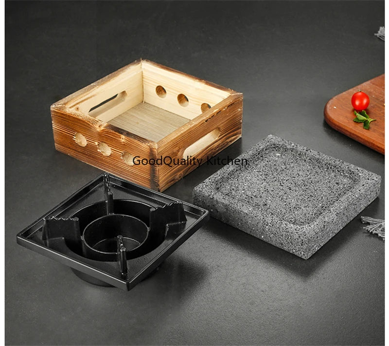 Churrasco Japonês Stone Grill Plate, Bandeja De Cozimento De Pedra, Bife De Alta Temperatura, Rocha Vulcânica, Prato De Churrasco