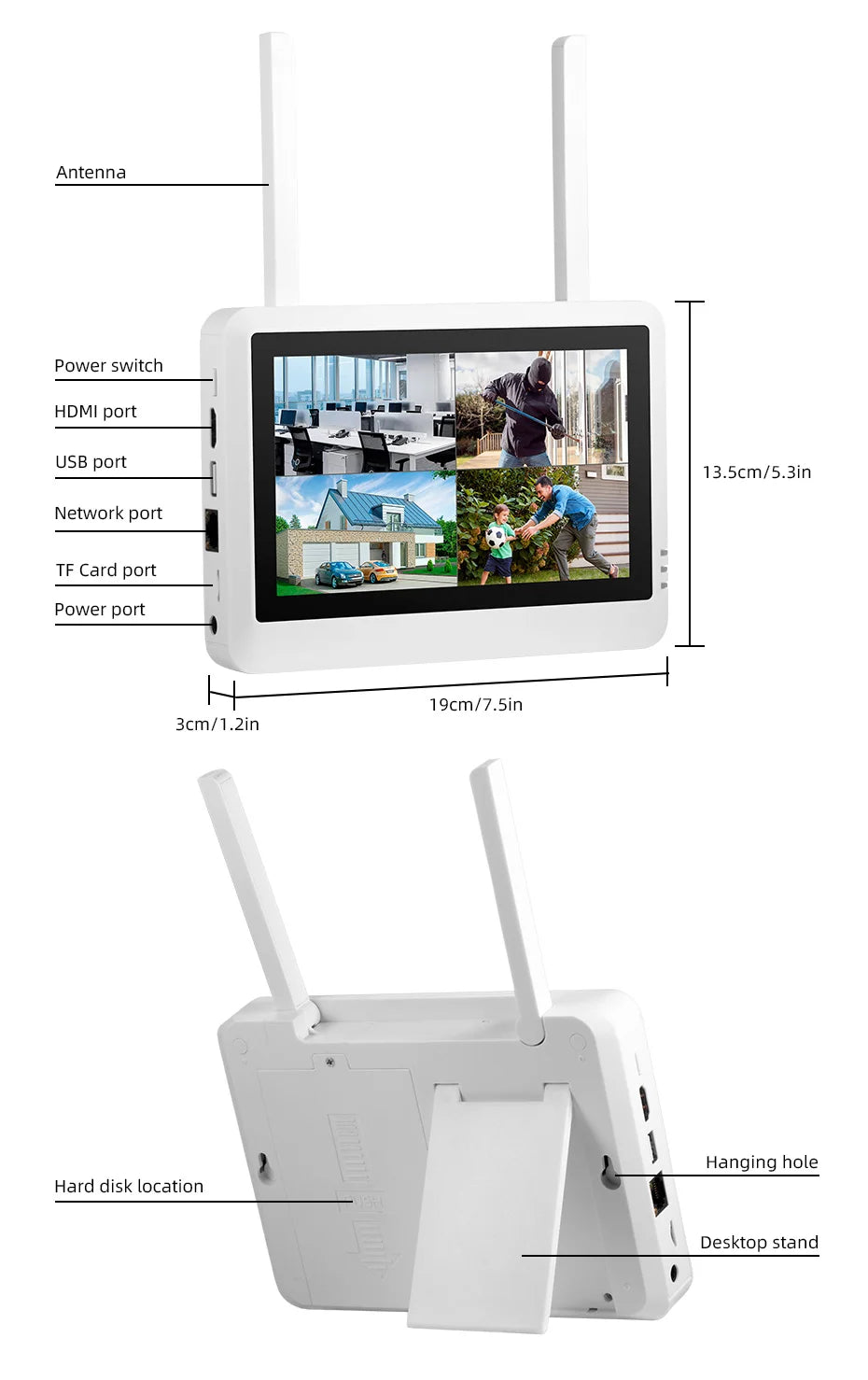 Kerui sem fio 6mp lente dupla wifi câmera ip 8ch nvr tela lcd de 7 polegadas gravador de vídeo sistema de câmera de segurança em casa vigilância