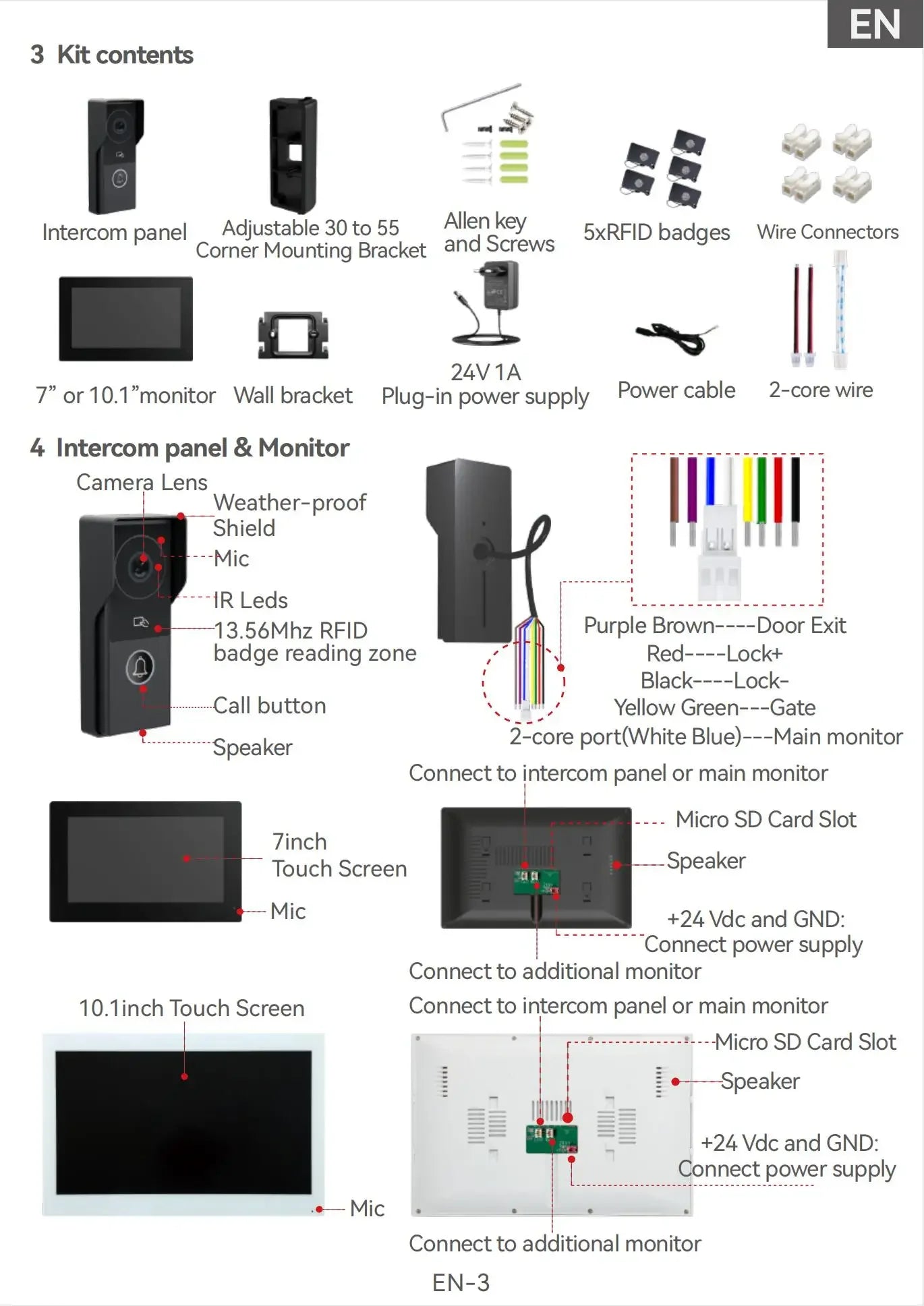 Tuya inteligente 1080p 2 fios visiophone campainha sistema de vídeo porteiro para casa metal porta telefone suporte câmera ip proteção segurança
