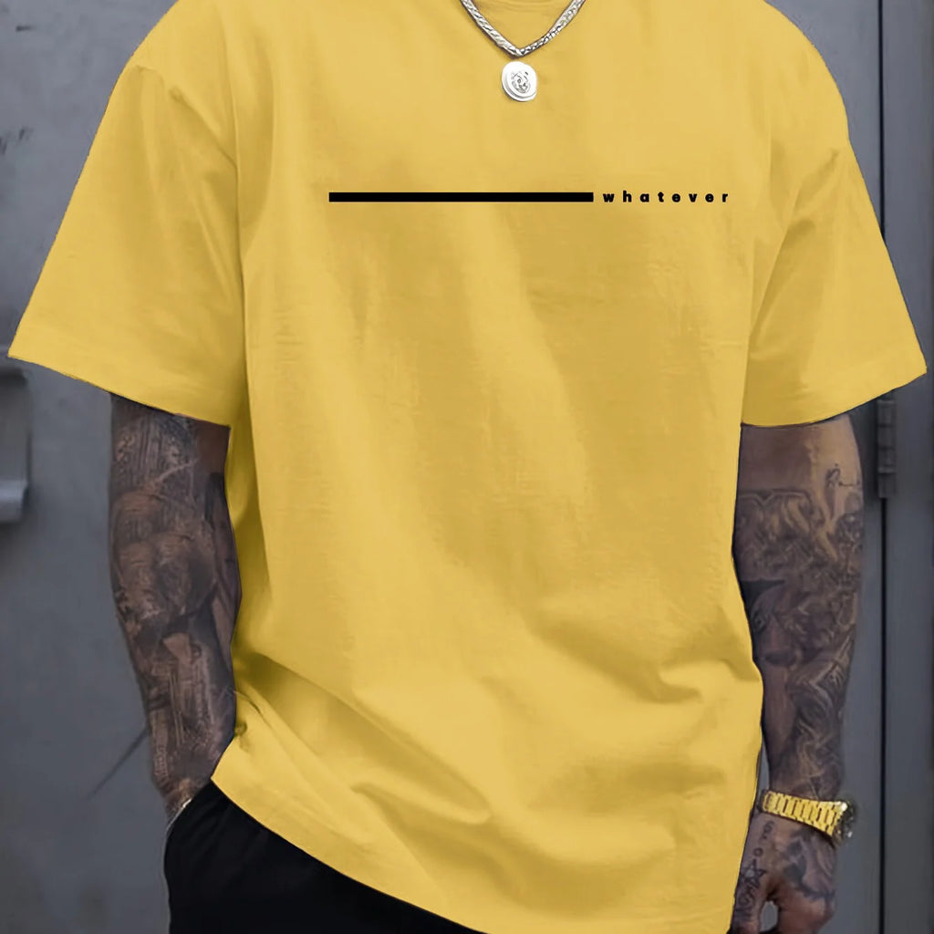 Verão masculino casual esportes solto plus size qualquer carta impressa confortável em torno do pescoço manga curta camiseta