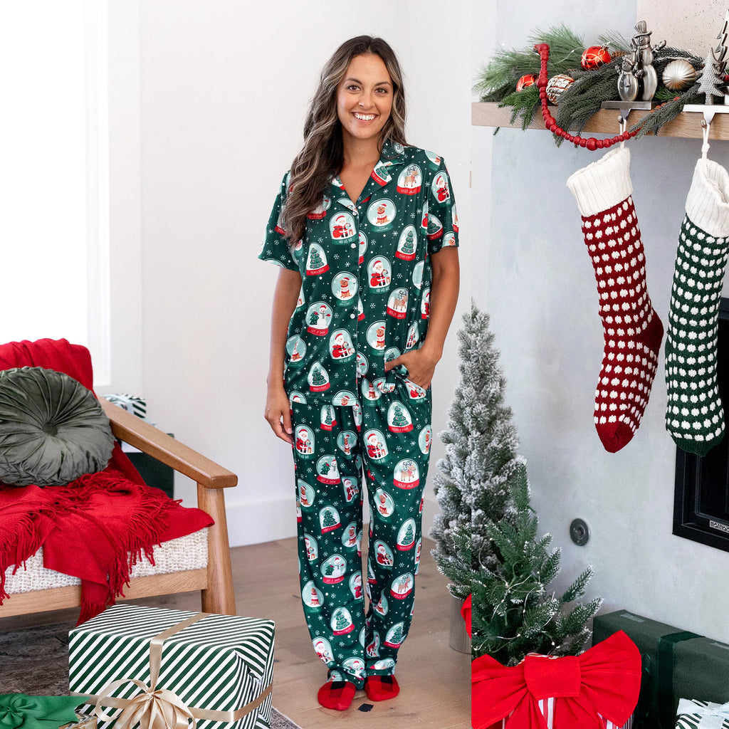 Conjunto de pijamas familiares combinando de Natal PatPat Papai Noel com estampa temática de Natal PJS
