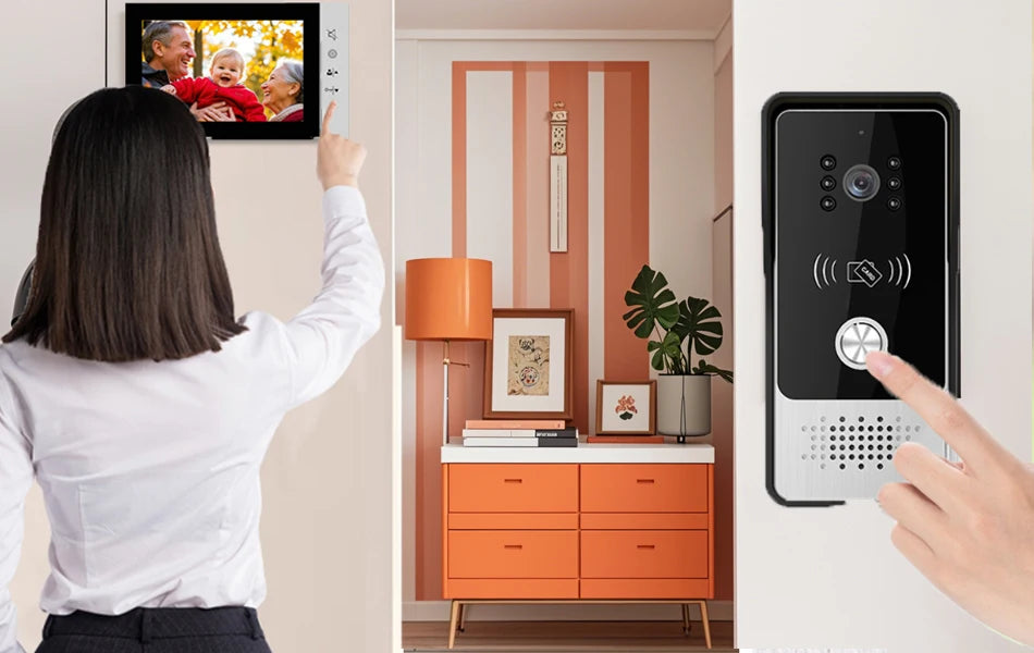 Mirixi 7 Polegada sistema de intercomunicação telefone vídeo porta rfid campainha com câmera desbloquear conversa visão noturna hd para villa apartamento