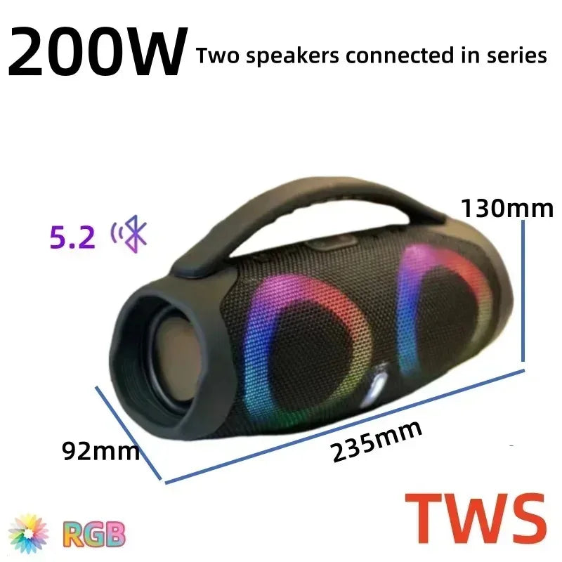 Alta fidelidade sem fio bluetooth alto-falante portátil à prova dwaterproof água coluna de som alta potência estéreo surround rgb subwoofer caixa de som tws/usb