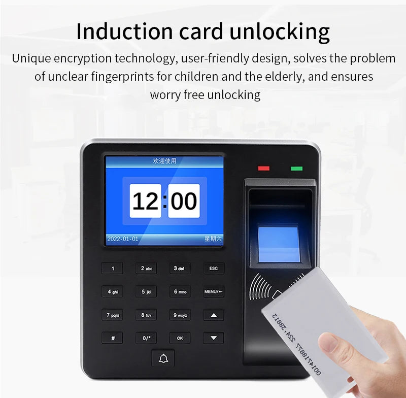 125khz rfid biométrico impressão digital comparecimento do tempo relógio gravador reconhecimento de funcionário verificar em tempo gravação porta controle acesso
