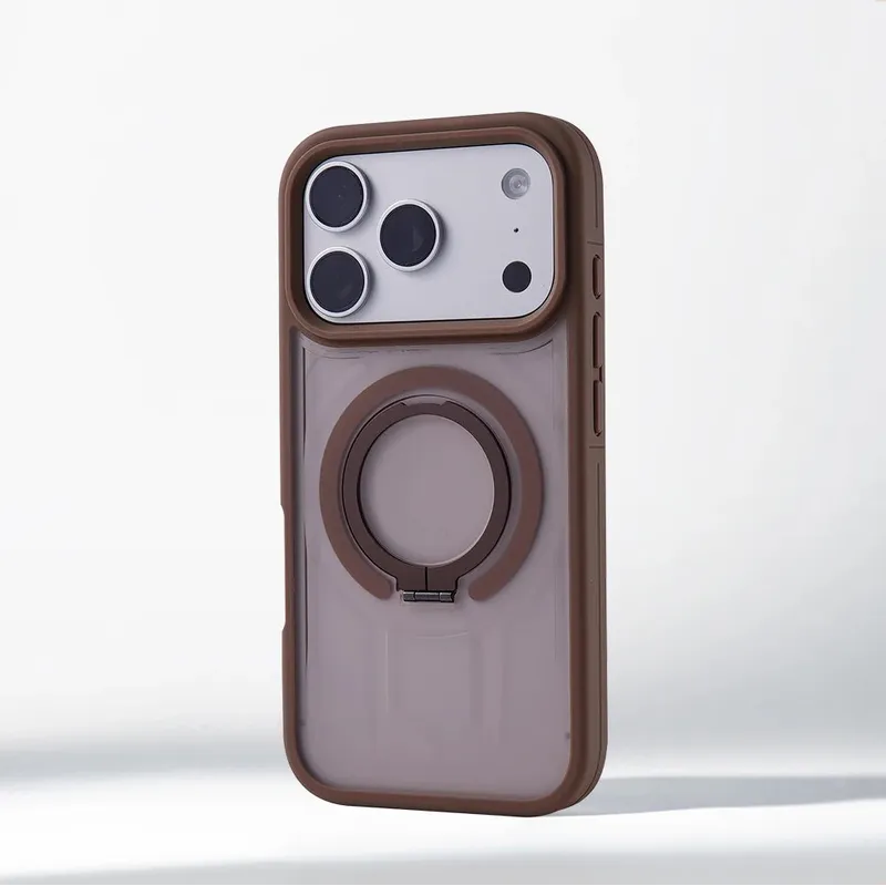 Matte Translucent Magnetic Holder Bumper Case for iPhone 17 Pro Max Air 16 15 14 Plus 13 12 For Magsafe Wireless Charge Cover