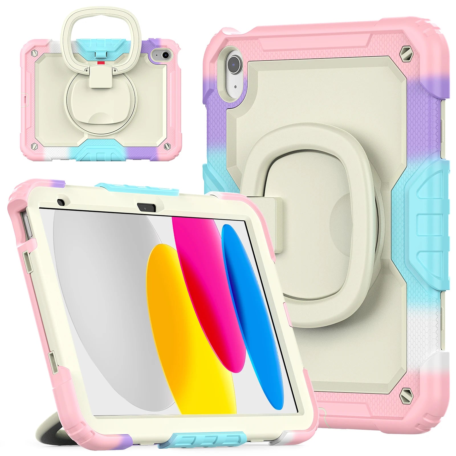 Capa com Alça Universal para iPad A16 2025 11ª Geração 10.9 2022 10ª Geração. Com Alça de Ombro, Suporte Giratório 360°, Capa Híbrida para Crianças