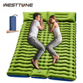 WESTTUNE-Almofada de dormir dupla para mochila e caminhadas, colchão inflável com travesseiro, bomba de pé embutida, grossa, 2 pessoas, 4"