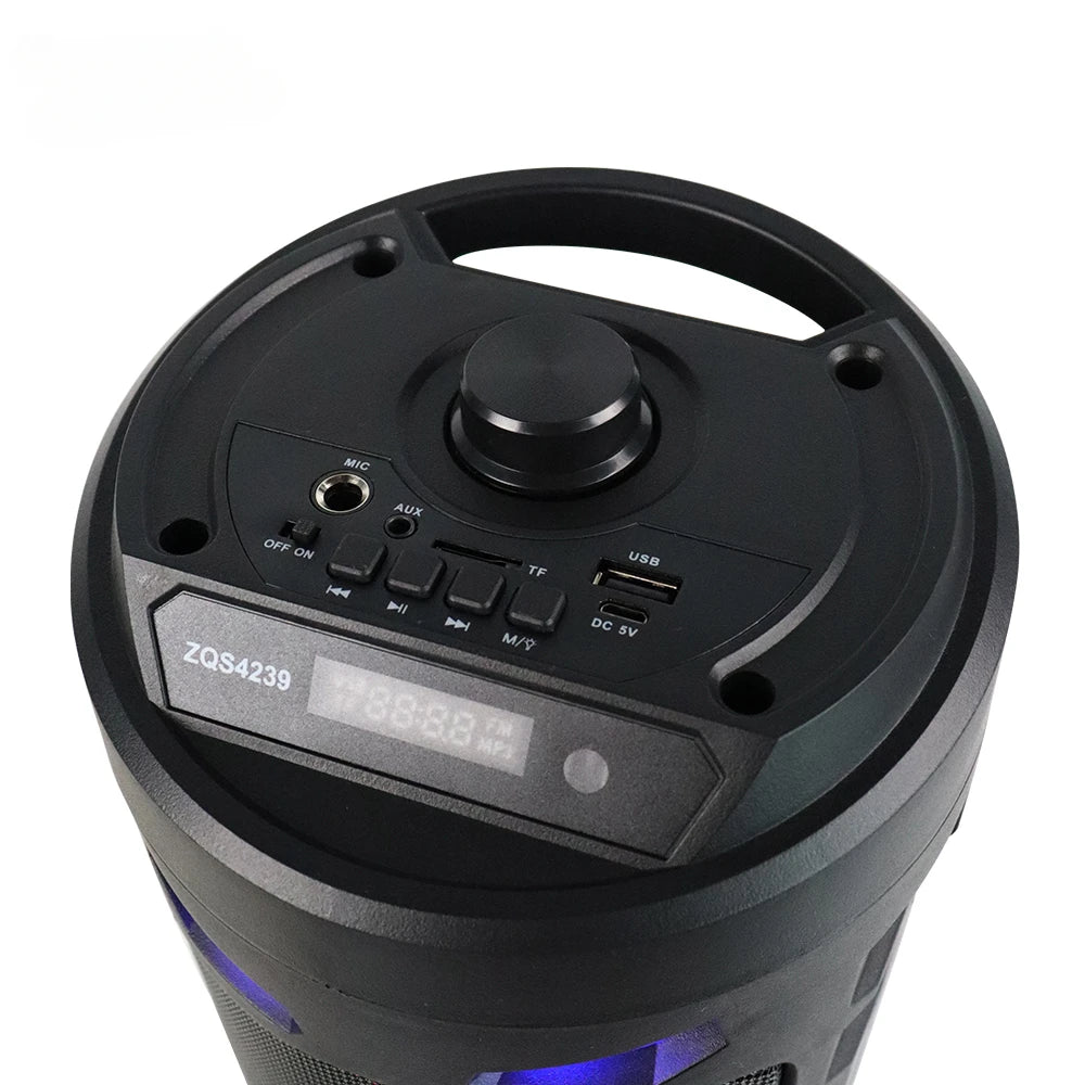 Portátil karaokê bluetooth 5.0 alto-falante colorido led luz soundbar coluna subwoofer sem fio alta fidelidade boombox para casa festa ao ar livre