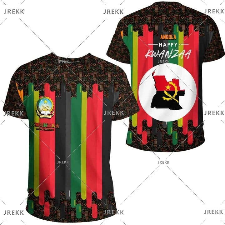 Angola bandeira mapa impressão 3d t camisa para roupas masculinas emblema nacional esporte camisa dashiki festival presente feminino tshirt crianças streetwear