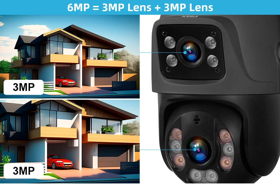 Kerui sem fio 6mp lente dupla wifi câmera ip 8ch nvr tela lcd de 7 polegadas gravador de vídeo sistema de câmera de segurança em casa vigilância