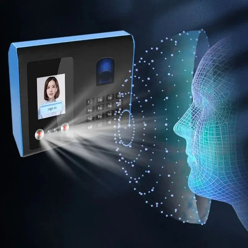Máquina de atendimento com reconhecimento facial, dispositivo de verificação de impressão digital para funcionários, equipamento de cartão perfurado com senha digital, presente grátis, disco u