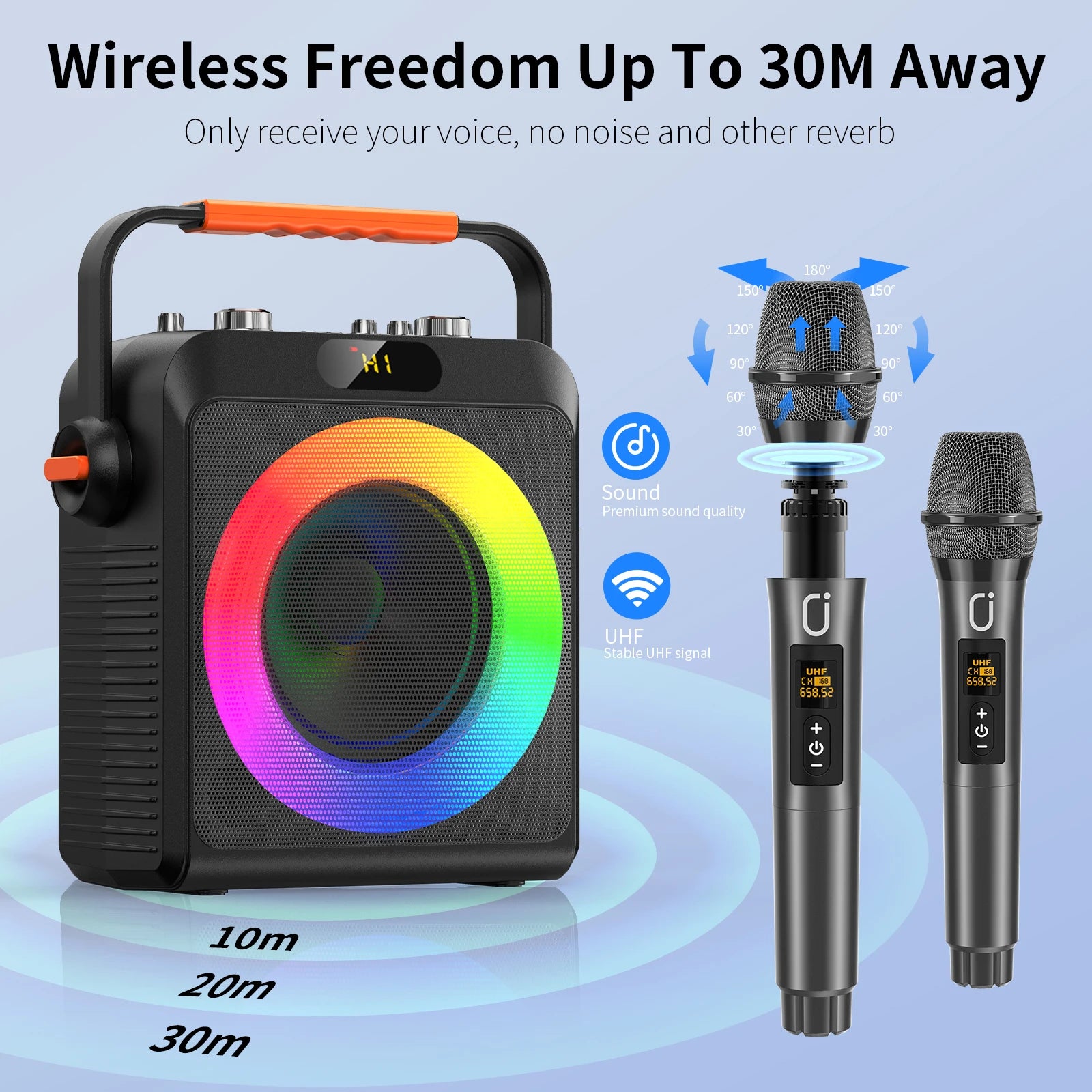 Máquina de karaokê FanFun com 2 microfones, alto-falante Bluetooth portátil com luz RGB, sistema de karaokê para festa em casa de karaokê