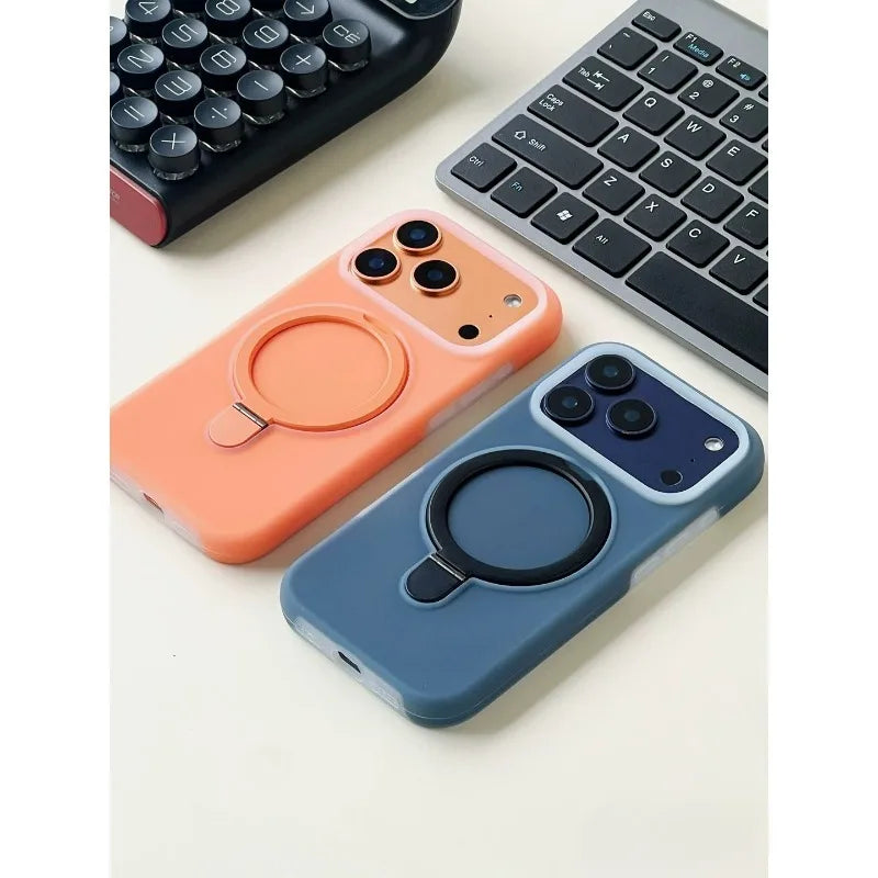 Luxo líquido silicone suporte anel titular magnético para magsafe caso para iphone 17 pro max ar 16 15 14 13 pele amigável capa