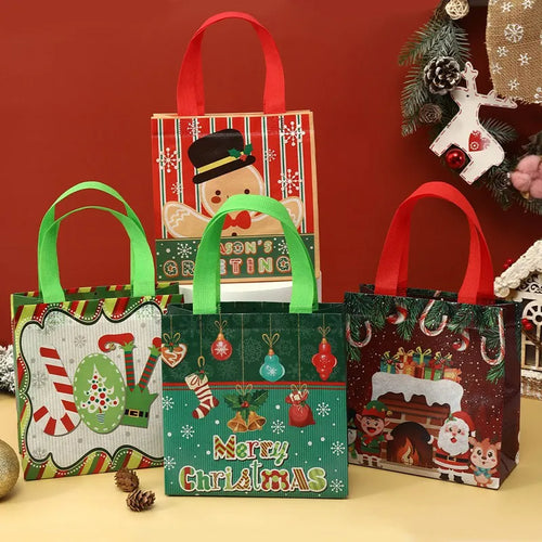 4/8 pçs saco de presente de natal santa saco não tecido decorações de natal para casa 2025 natal navidad noel presentes saco de embalagem de ano novo