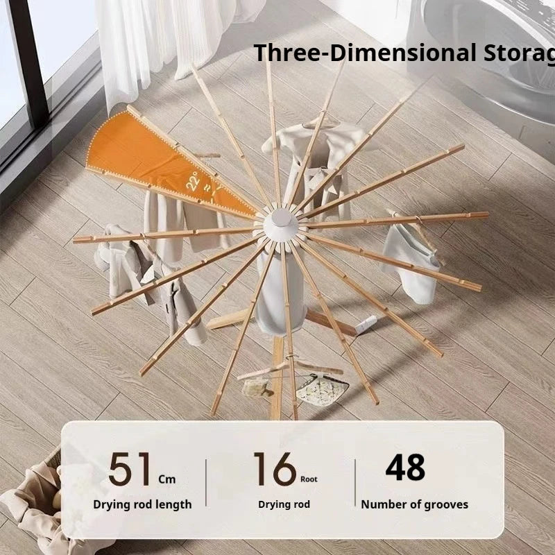 Rack de secagem de roupas dobrável quarto tripé rack de armazenamento de roupas piso giratório rack de lavanderia rack de vestuário para varanda