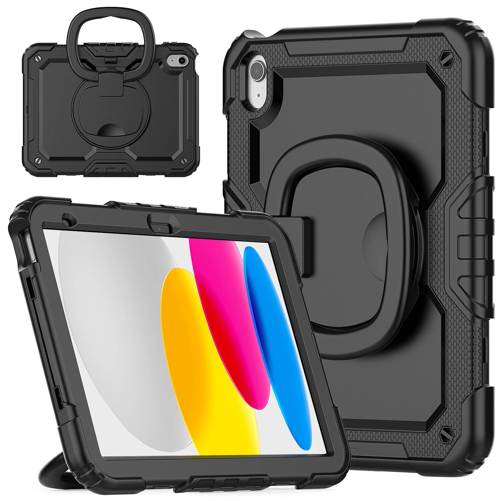 Capa com Alça Universal para iPad A16 2025 11ª Geração 10.9 2022 10ª Geração. Com Alça de Ombro, Suporte Giratório 360°, Capa Híbrida para Crianças