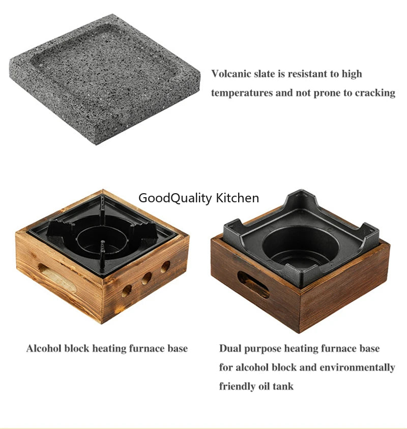 Churrasco Japonês Stone Grill Plate, Bandeja De Cozimento De Pedra, Bife De Alta Temperatura, Rocha Vulcânica, Prato De Churrasco