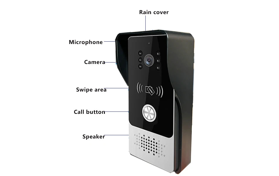 Mirixi 7 Polegada sistema de intercomunicação telefone vídeo porta rfid campainha com câmera desbloquear conversa visão noturna hd para villa apartamento