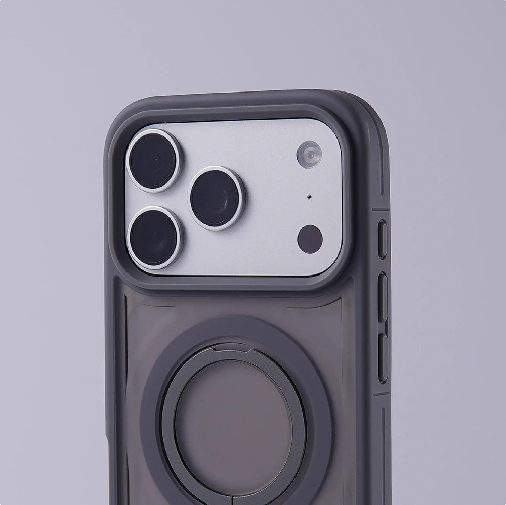 Capa amortecedora com suporte magnético translúcido fosco para iPhone 17 Pro Max Air 16 15 14 Plus 13 12 para Magsafe Capa de carga sem fio
