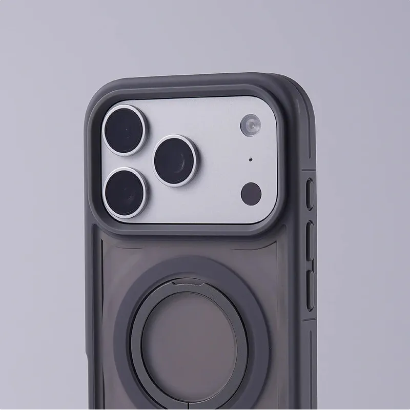 Matte Translucent Magnetic Holder Bumper Case for iPhone 17 Pro Max Air 16 15 14 Plus 13 12 For Magsafe Wireless Charge Cover