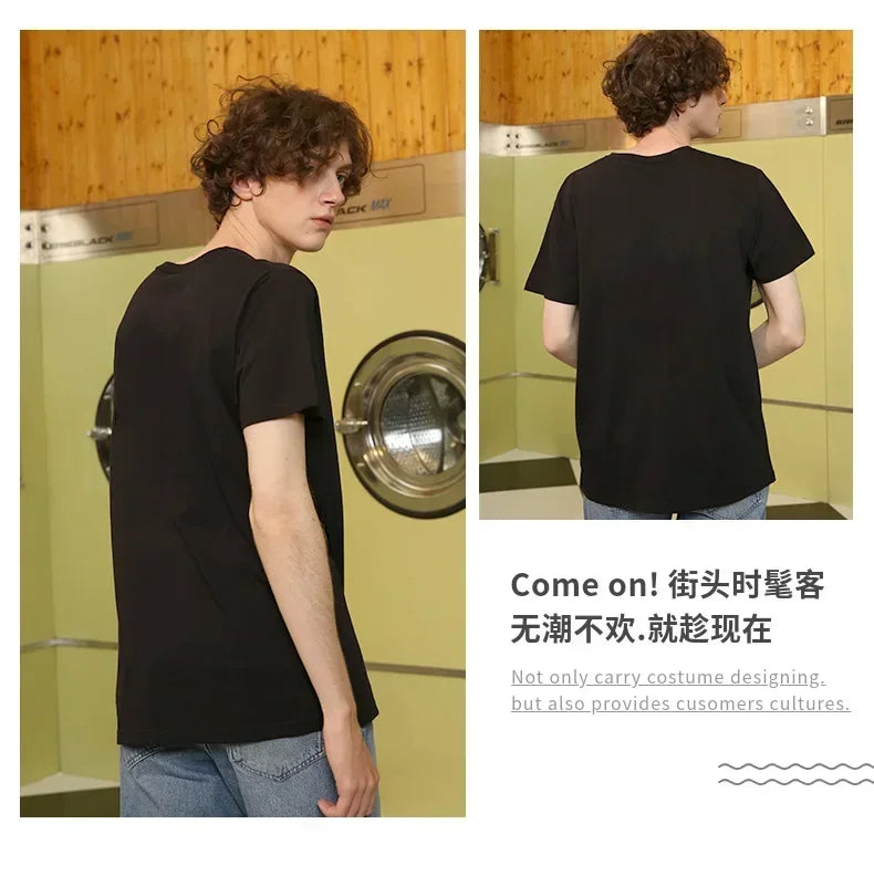 100% algodão sólido tshirts dos homens de manga curta moda marca tendência branco preto roupas t mulher produtos personalizados verão