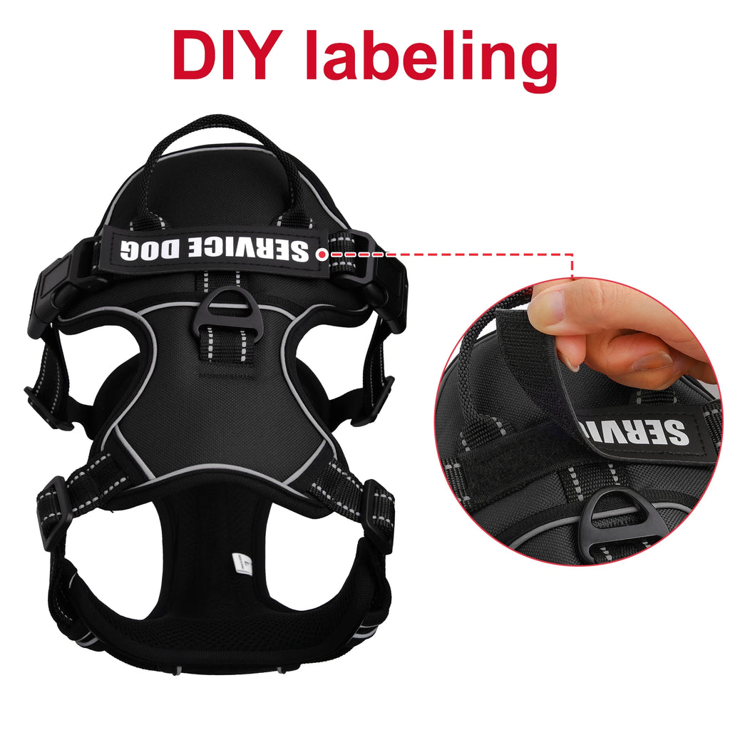 Arnês para cães ajustável de nylon sem puxar colete com remendo para cães 4psc, arnês reflexivo para animais de estimação para cães pequenos, médios e grandes