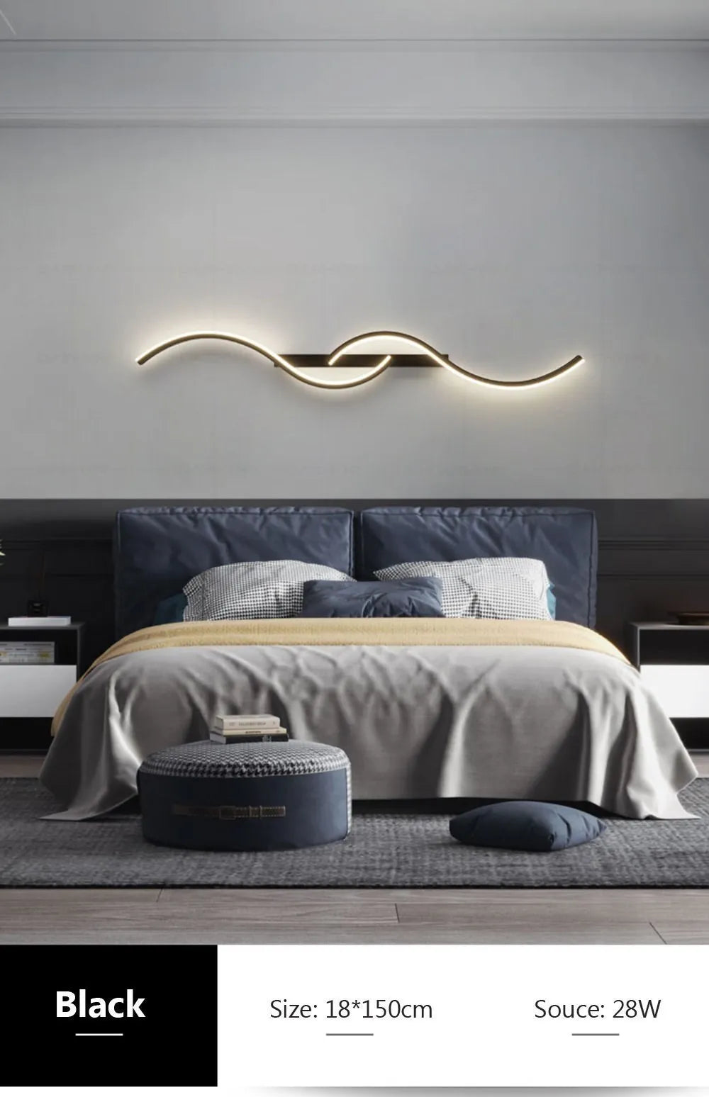 Moderna lâmpada de parede led minimalista luz led quarto cabeceira longa tira arandelas sala estar sofá casa luminária interior