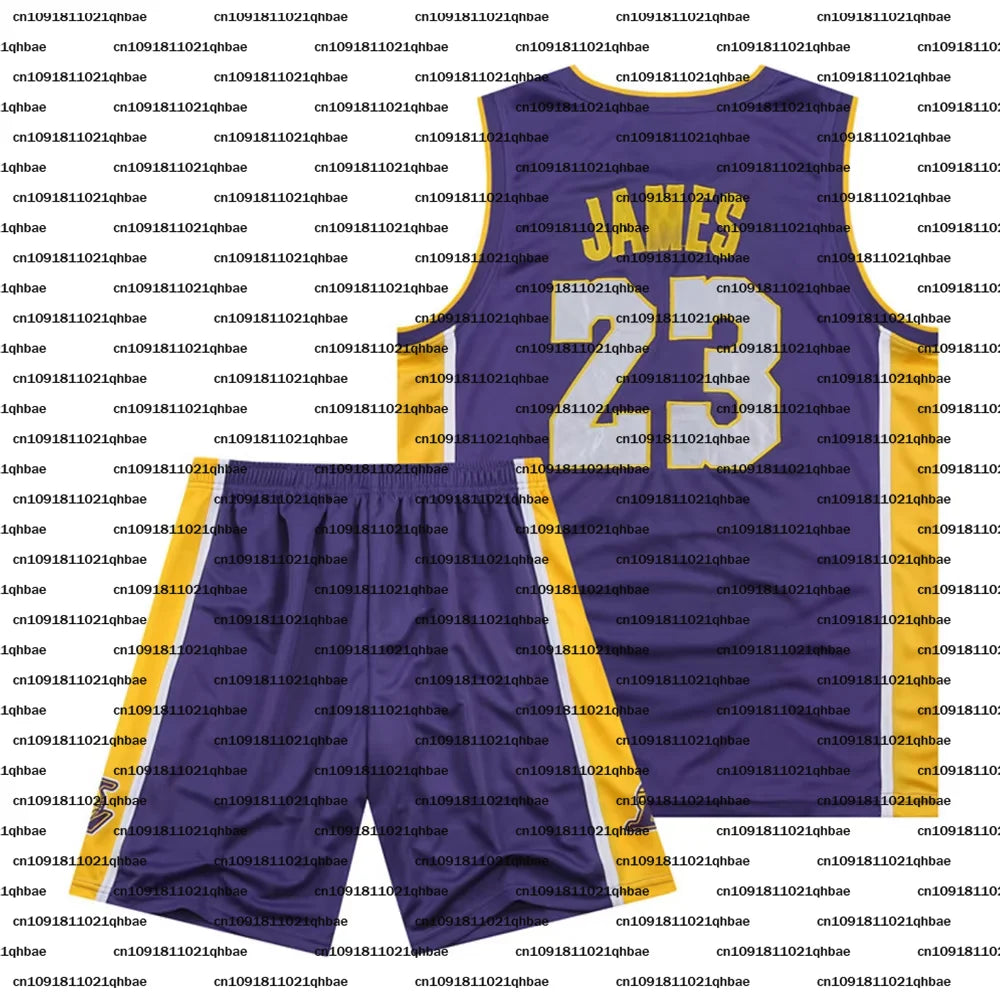 Lakers LeBron James com decote em V no 23 Jersey de secagem rápida respirável terno esportivo infantil adulto manga curta + shorts conjunto de 2 peças