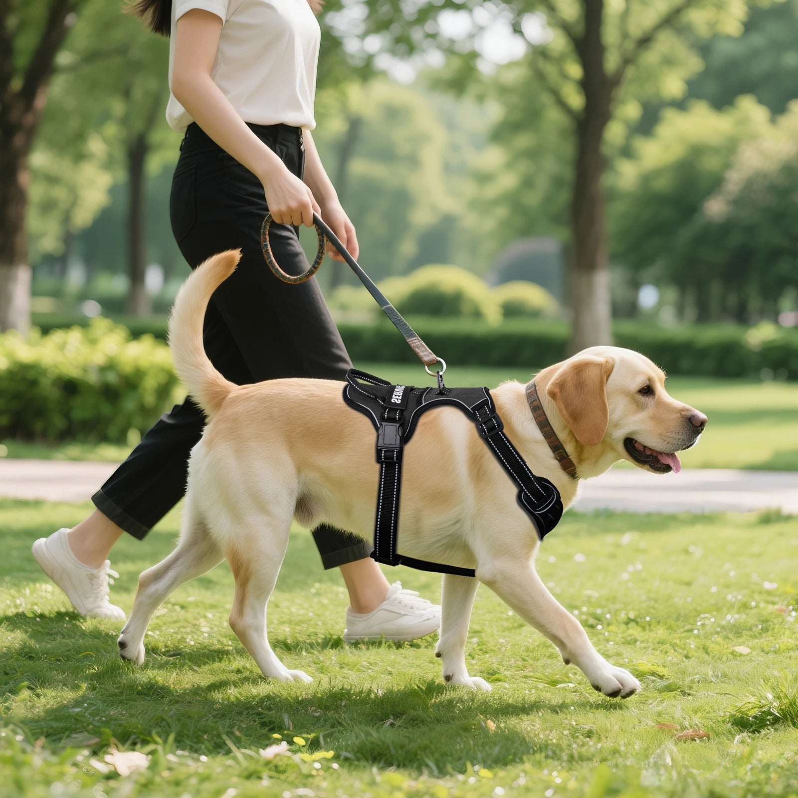 Arnês para cães ajustável de nylon sem puxar colete com remendo para cães 4psc, arnês reflexivo para animais de estimação para cães pequenos, médios e grandes