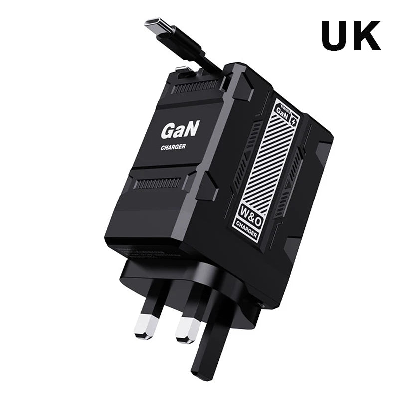 {MX} Carregador inteligente retrátil duplo PD + USB Plugue EUA / Reino Unido / UE 2 em 1 Carregador Gan 20W PD3.0 Carregador de carregamento rápido