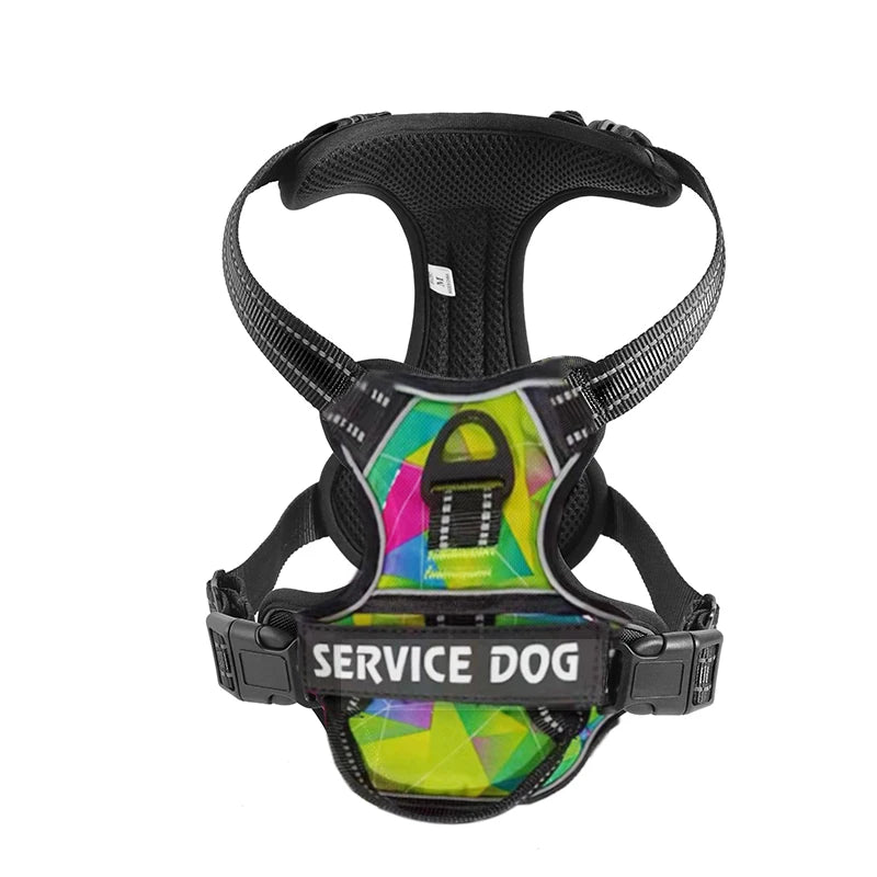 Arnês para cães ajustável de nylon sem puxar colete com remendo para cães 4psc, arnês reflexivo para animais de estimação para cães pequenos, médios e grandes