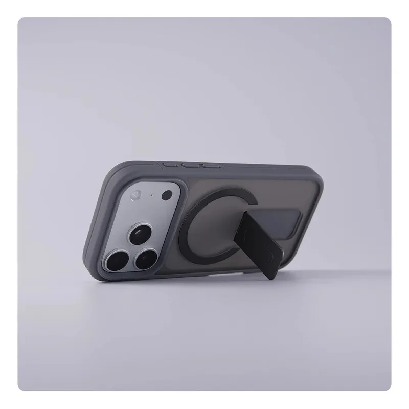 Luxury Matte Translucent Holder Magnetic Case for IPhone 17 Pro Max Air 16 15 Plus 14 13 12 For Magsafe Bumper Shockproof Cover