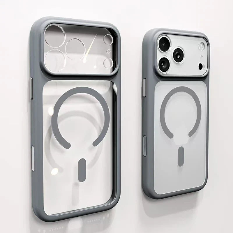Magnetic Business Simplicity Shockproof Orange Bumper Camera Button Case For iPhone 17 Pro Max Clear Lens PC Cover For Magsafe