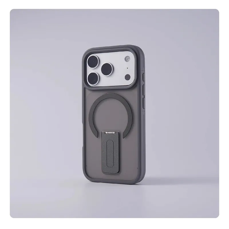 Luxury Matte Translucent Holder Magnetic Case for IPhone 17 Pro Max Air 16 15 Plus 14 13 12 For Magsafe Bumper Shockproof Cover