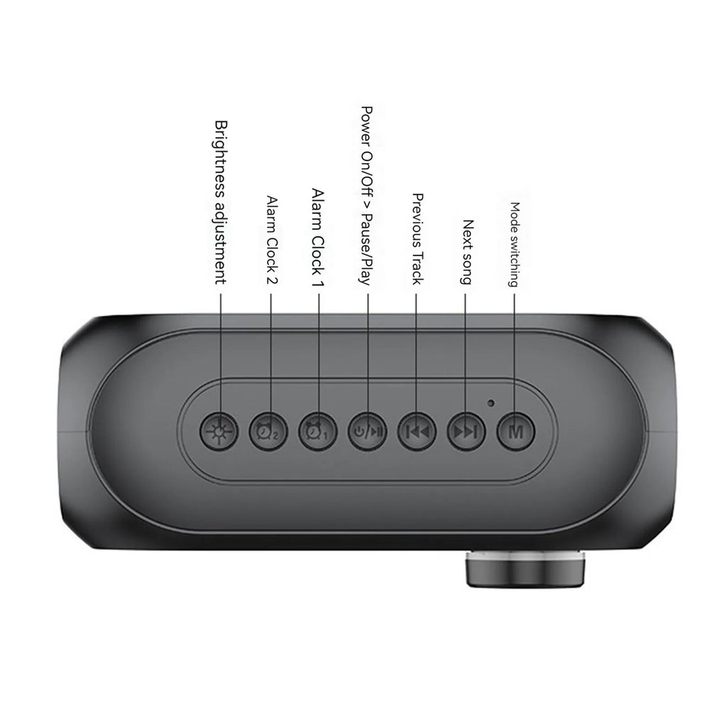 Alto-falante sem fio rgb bt com despertador, caixa de som estéreo portátil, rádio recarregável, reprodutor de música fm para festa, viagens ao ar livre