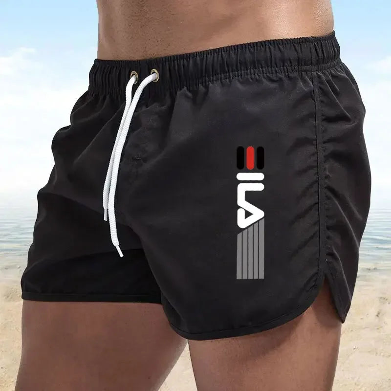 Calções de verão dos homens de secagem rápida calções de banho respirável net secagem rápida surf praia calças de fitness dos homens calções de cintura elástica