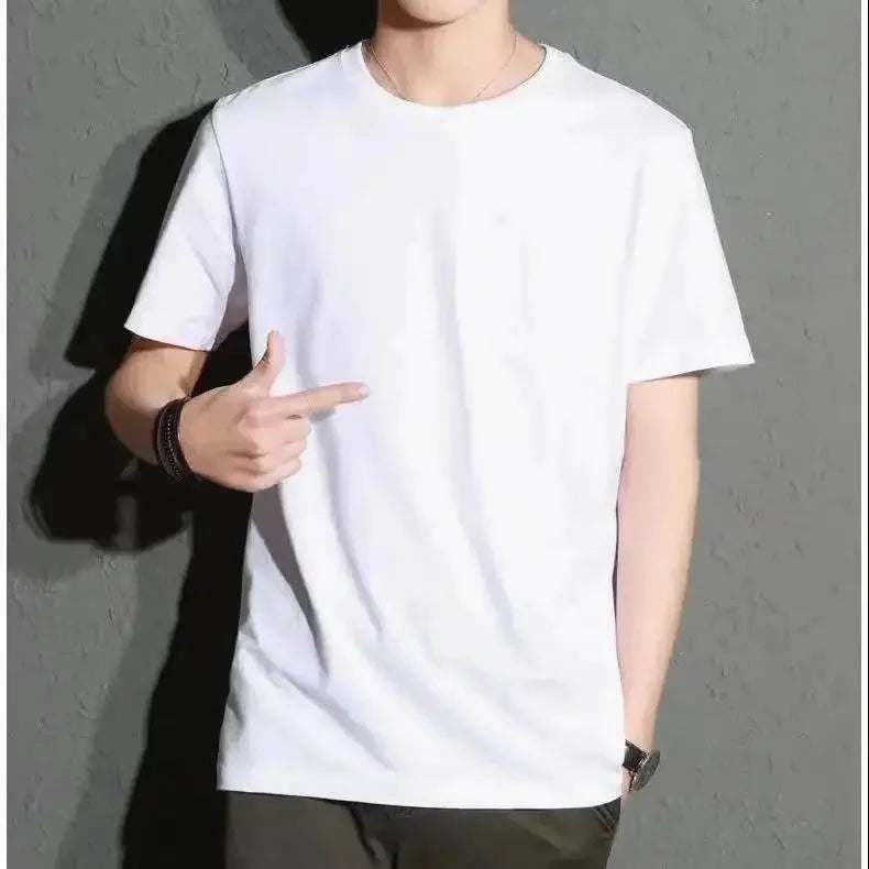 2 pçs cor sólida camiseta 100% algodão masculino feminino branco o-pescoço solto de manga curta modelos básicos all-match camiseta casal topos preto