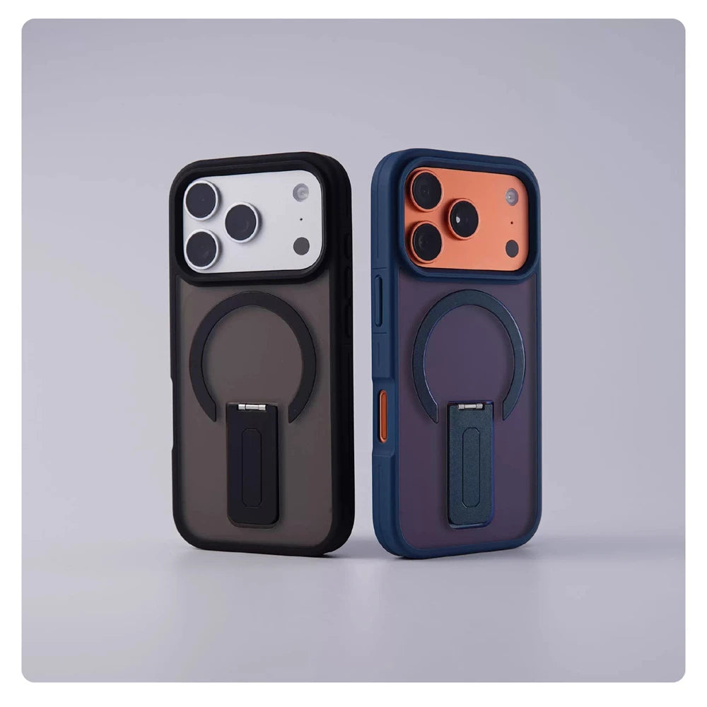 Luxo fosco translúcido titular caso magnético para iphone 17 pro max ar 16 15 plus 14 13 12 para magsafe pára-choques capa à prova de choque