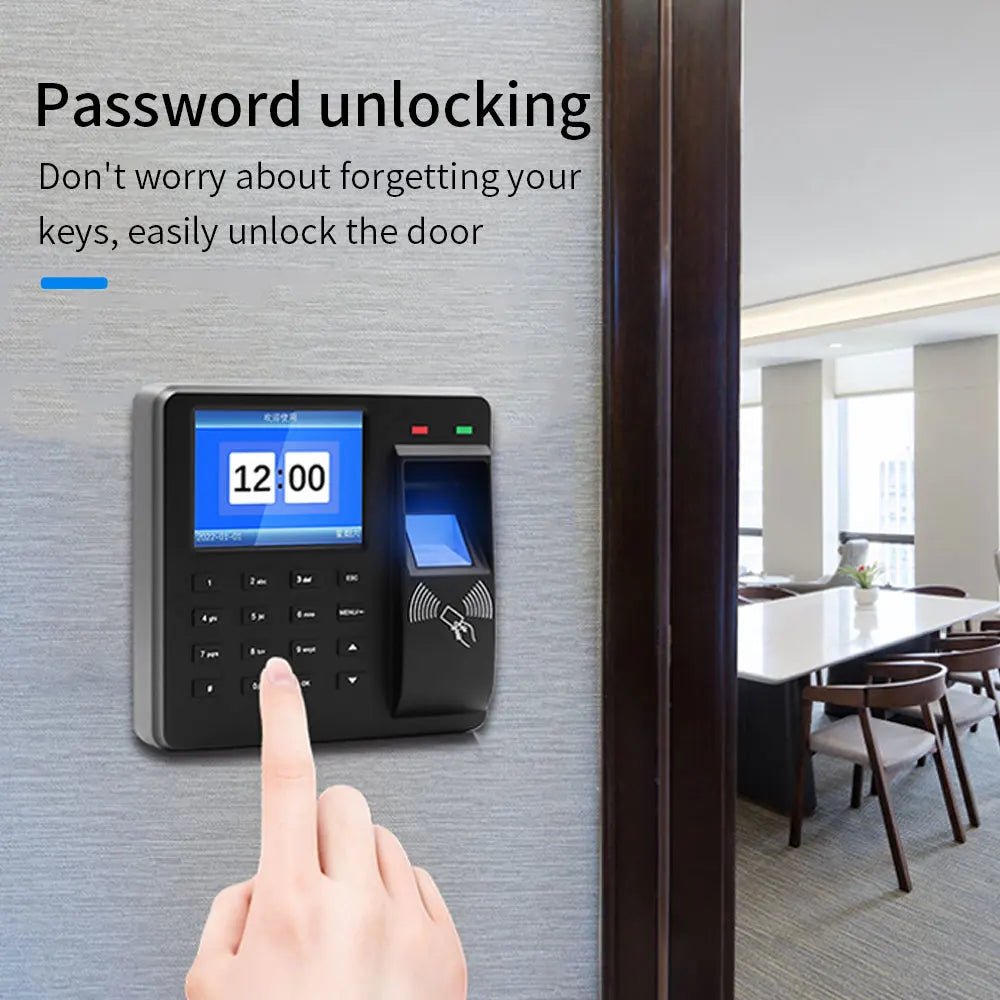 125khz rfid biométrico impressão digital comparecimento do tempo relógio gravador reconhecimento de funcionário verificar em tempo gravação porta controle acesso