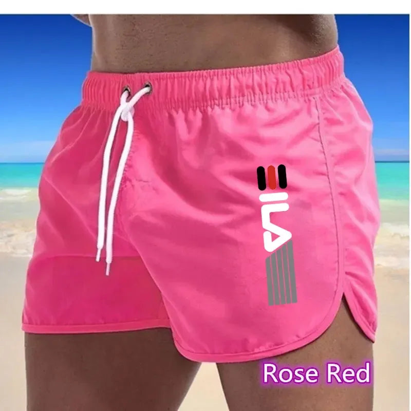 Calções de verão dos homens de secagem rápida calções de banho respirável net secagem rápida surf praia calças de fitness dos homens calções de cintura elástica